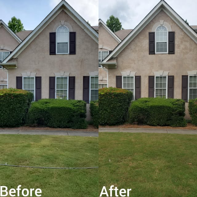 Two-Story Stucco House Wash before and after pressure washing